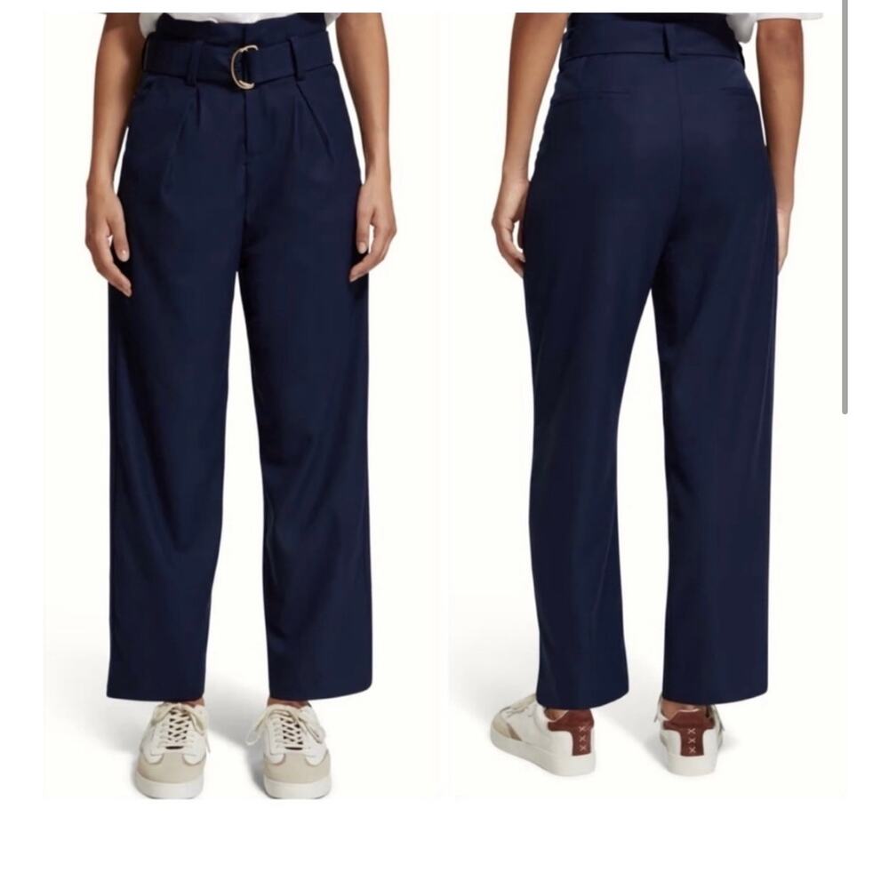 Scotch & Soda Daisy High Rise Paperbag Trousers Pants Navy 32/ Medium